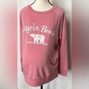 Feathers Maternity Mama‎ Bear Sweatshirt Pink/White XL Casual Comfy Lounge